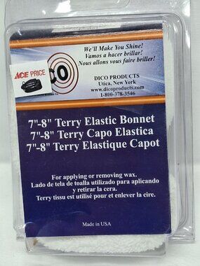 DICO 8 Inch Terry Cloth Polishing Bonnet For Wax Application And Removal